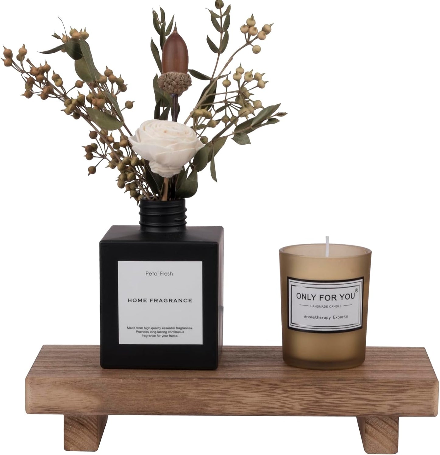 Wood Bathroom Tray Farmhouse Decor Kitchen Soap Holder, 8.7"x3.6" Brown | Waterproof, Lightweight, Easy Clean, Small Wooden Riser Pedestal Stand Accessories for Office Desk, Vanity, Counter, Sink