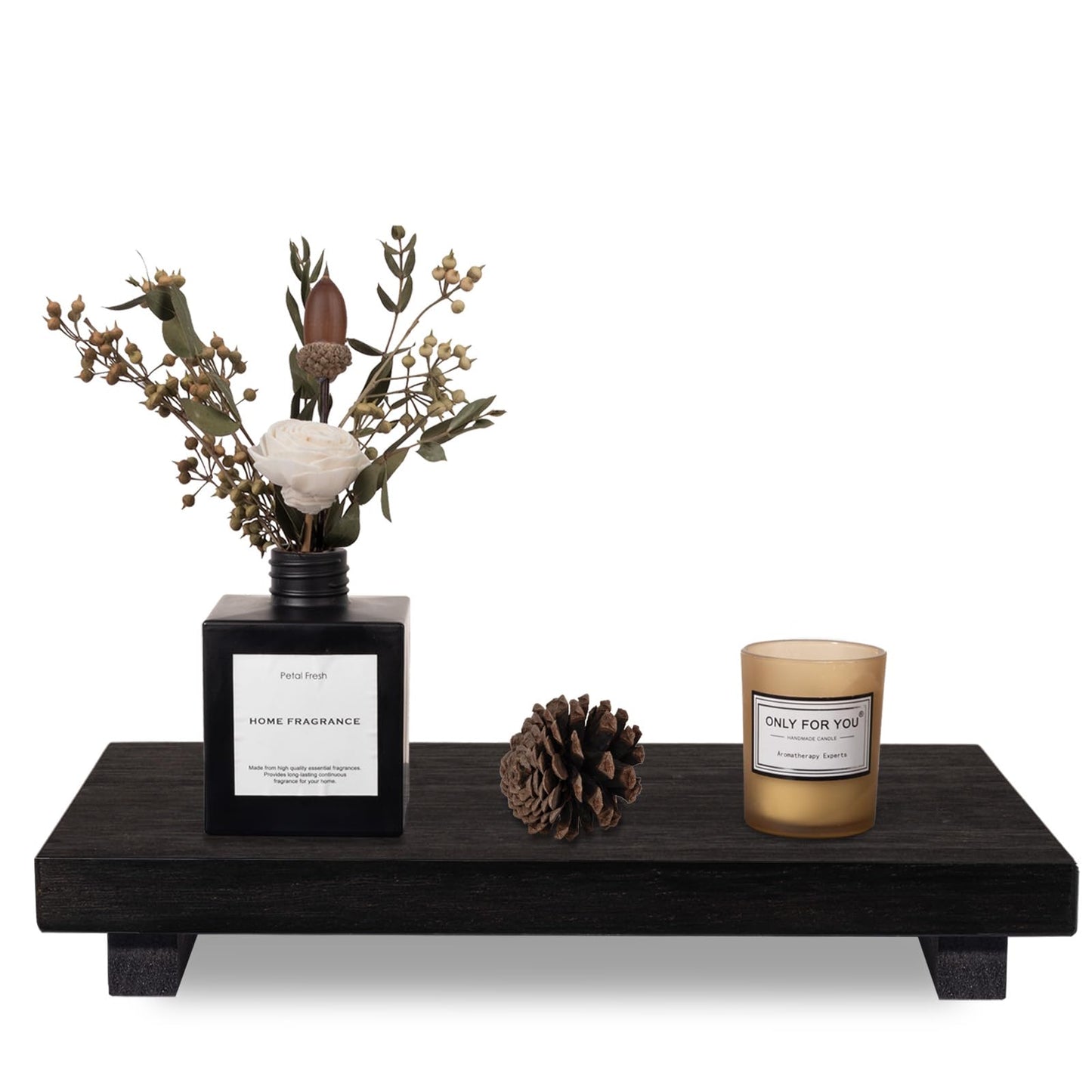 Wood Bathroom Tray Farmhouse Decor Kitchen Soap Holder, 8.7"x3.6" Brown | Waterproof, Lightweight, Easy Clean, Small Wooden Riser Pedestal Stand Accessories for Office Desk, Vanity, Counter, Sink
