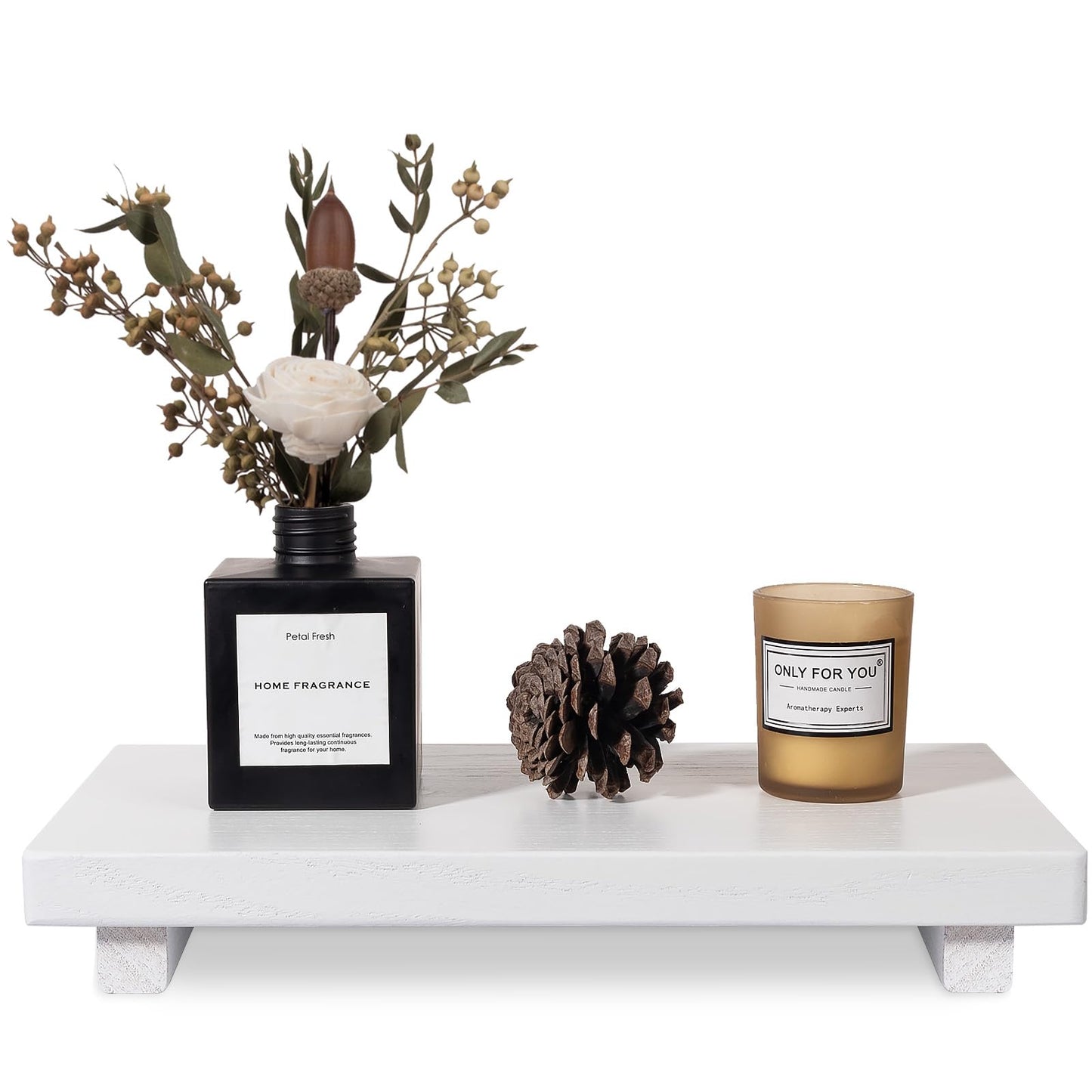 Wood Bathroom Tray Farmhouse Decor Kitchen Soap Holder, 8.7"x3.6" Brown | Waterproof, Lightweight, Easy Clean, Small Wooden Riser Pedestal Stand Accessories for Office Desk, Vanity, Counter, Sink