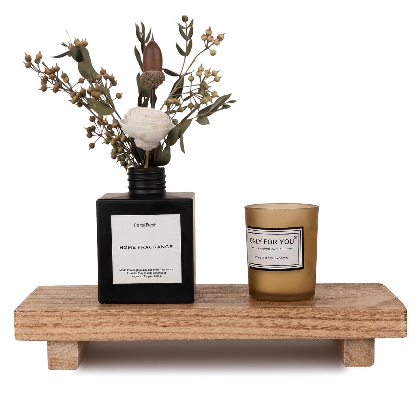 Wood Bathroom Tray Farmhouse Decor Kitchen Soap Holder, 8.7"x3.6" Brown | Waterproof, Lightweight, Easy Clean, Small Wooden Riser Pedestal Stand Accessories for Office Desk, Vanity, Counter, Sink