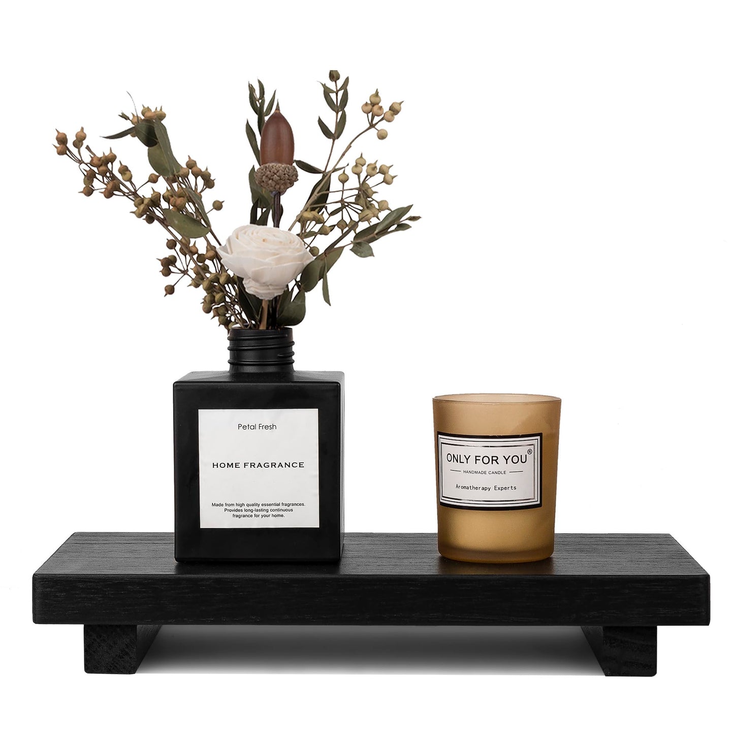 Wood Bathroom Tray Farmhouse Decor Kitchen Soap Holder, 8.7"x3.6" Brown | Waterproof, Lightweight, Easy Clean, Small Wooden Riser Pedestal Stand Accessories for Office Desk, Vanity, Counter, Sink