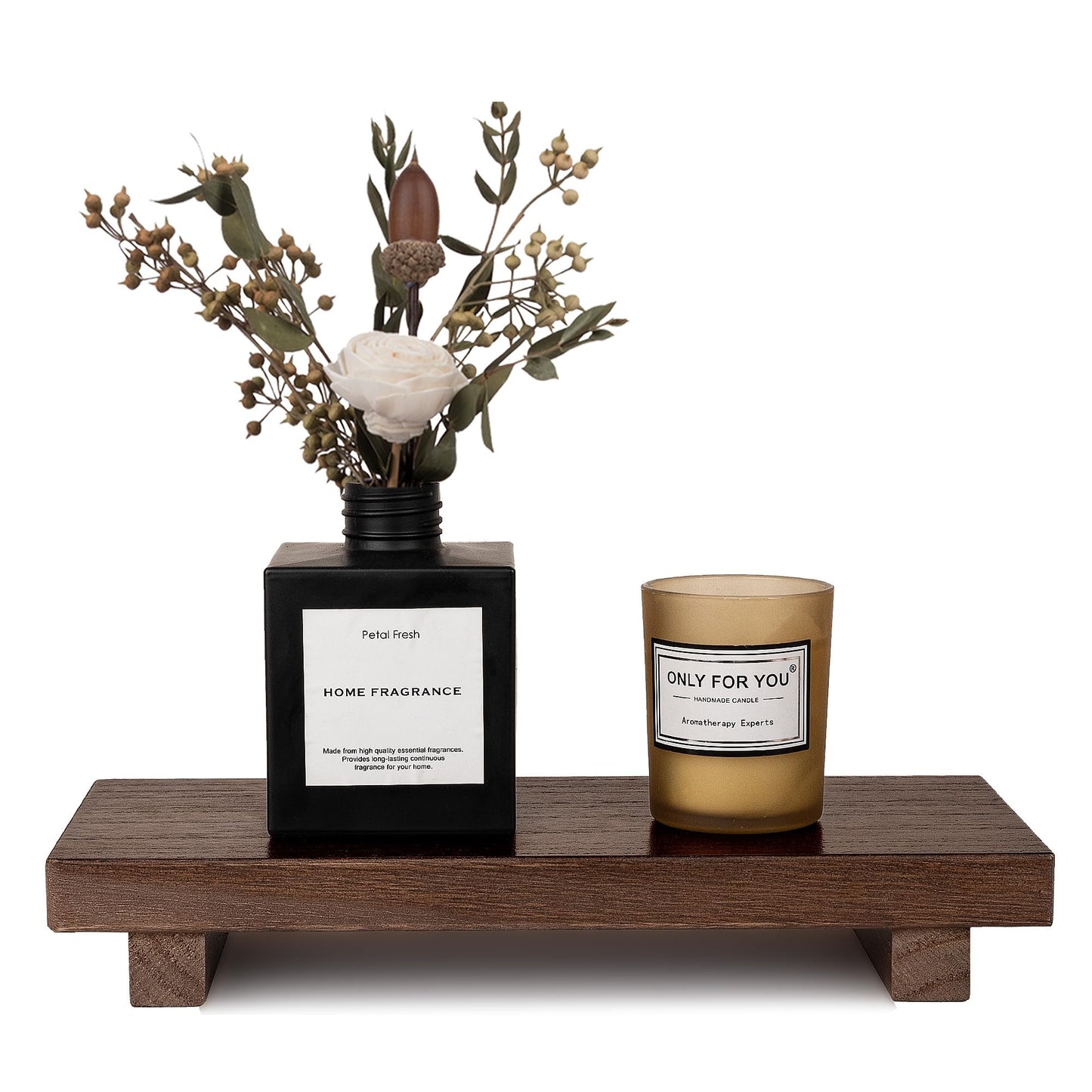 Wood Bathroom Tray Farmhouse Decor Kitchen Soap Holder, 8.7"x3.6" Brown | Waterproof, Lightweight, Easy Clean, Small Wooden Riser Pedestal Stand Accessories for Office Desk, Vanity, Counter, Sink
