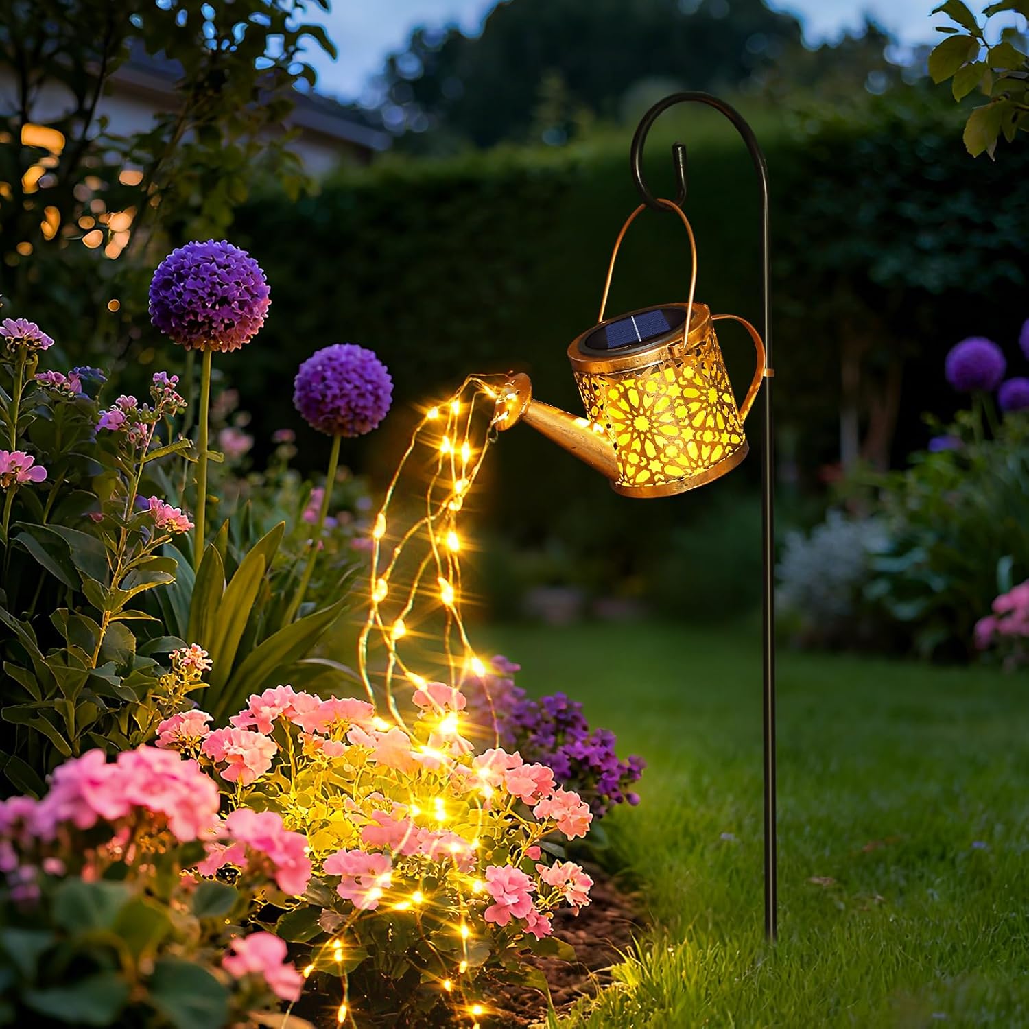 1 Pack Solar Watering Can Lantern, Hanging Light Outdoor Waterproof, Hanging Lantern Decorative, Garden Decoration Gift for Women Mom
